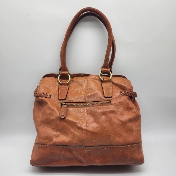 Colorado Toffee Brown Leather Braided Large Multi Compartment Shoulder Bag Tote - Picture 11 of 16